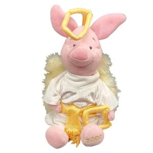 Disney Angel Piglet Plush Toy 2000 Halo Wings Lyre Outfit Winnie The Pooh